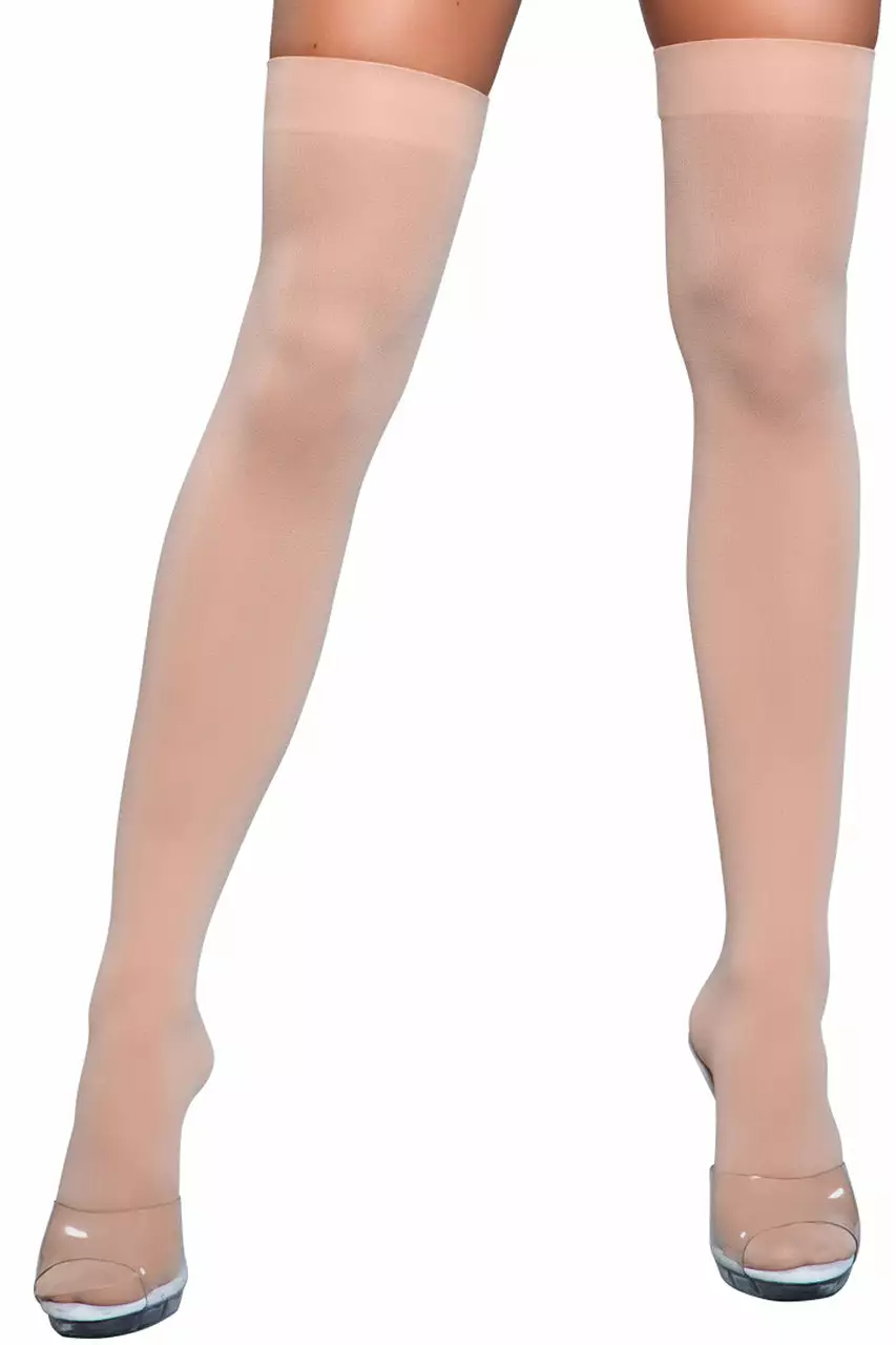Be Wicked Light Beige Opaque Thigh Highs 1 Be Wicked Light Beige Opaque Thigh Highs