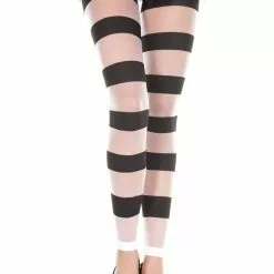 MUSIC LEGS Sheer Striped Footless Leggings