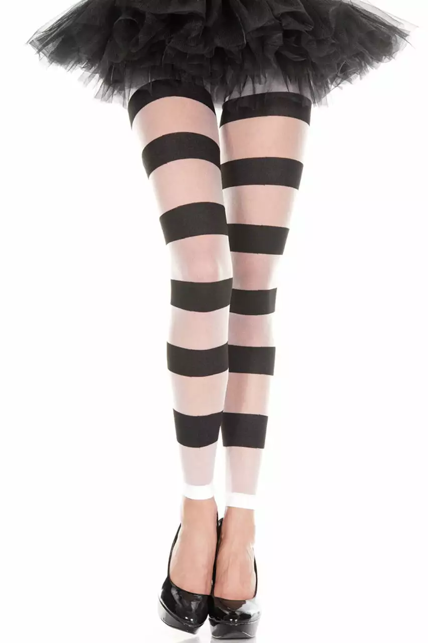 MUSIC LEGS Sheer Striped Footless Leggings 1 MUSIC LEGS Sheer Striped Footless Leggings