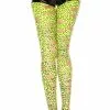 MUSIC LEGS Neon Cutout Leopard Print Tights