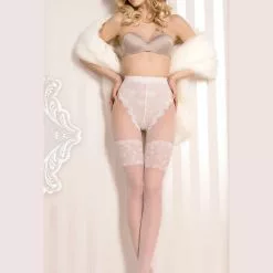 Ballerina Faux Hold Up Bridal Tights -Stockings Shop 377 1 white mayfair
