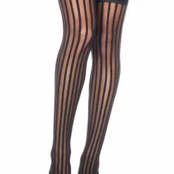 MUSIC LEGS Sheer Stripe Thigh High Stockings