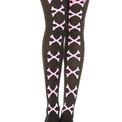 MUSIC LEGS Cross Bone With Bows Thigh High Stockings