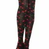 MUSIC LEGS Cherry Print Black Thigh High