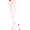 MUSIC LEGS White Thigh High Stockings With White Nurse Cross