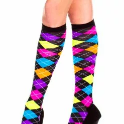 MUSIC LEGS Multi-color Argyle Knee High Stockings
