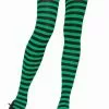 LEG AVENUE Black And Kelly Green Striped Pantyhose
