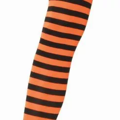 LEG AVENUE Black And Orange Striped Pantyhose -Stockings Shop 7100 black orange cu 67627