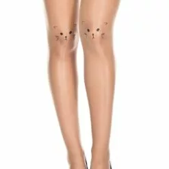 MUSIC LEGS Cat Face Spandex Pantyhose