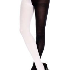 MUSIC LEGS Black And White Opaque Jester Pantyhose
