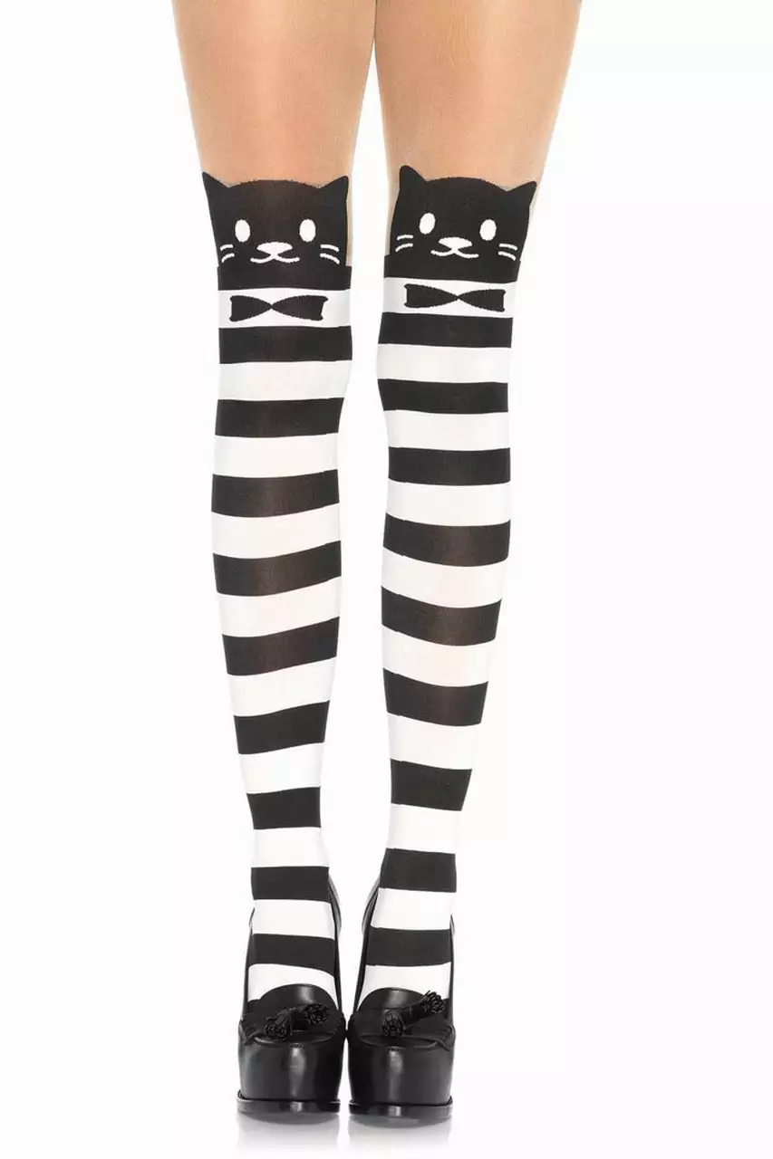 LEG AVENUE Fancy Cat Striped Pantyhose 1 LEG AVENUE Fancy Cat Striped Pantyhose
