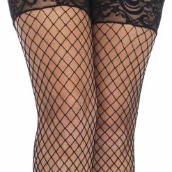 LEG AVENUE Stay Up Fishnet Thigh Highs -Stockings Shop 9201 blk cu 10900