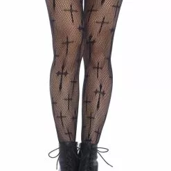 LEG AVENUE Gothic Cross Print Net Tights