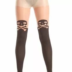 Be Wicked Sheer Pantyhose With Skull And Crossbones