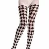 Be Wicked Black And White Diamond Pattern Pantyhose