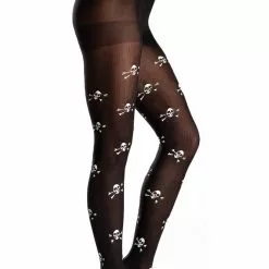 Be Wicked Skull And Crossbones Opaque Pantyhose