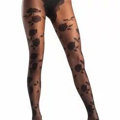 Be Wicked Elegant Rose Pattern Opaque Pantyhose