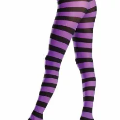 Be Wicked Black And Purple Wide Striped Pantyhose