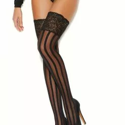 Elegant Moments Vertical Striped Thigh Highs
