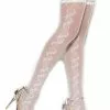 Elegant Moments White Scroll Pattern Stockings