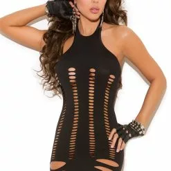 Elegant Moments Black Seamless Pothole Chemise