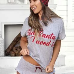 MAPALÉ But Santa I Need It Pajama Set -Stockings Shop EP7284 Grey Front 68938 4765d3da c696 4aa4 b0da 8c962266ad36