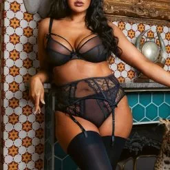 Playful Promises Fallon Plunge Bra -Stockings Shop FallonBlackLacePlungeBra Mayfair Stockings 11