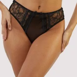 Playful Promises Fallon Midi Brief -Stockings Shop FallonBlackLaceandMeshMidiBrief Mayfair Stockings 42