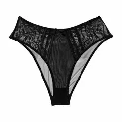 Playful Promises Fallon Midi Brief -Stockings Shop FallonBlackLaceandMeshMidiBrief Mayfair Stockings 45