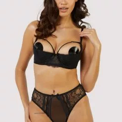 Playful Promises Fallon Quarter Cup Bra -Stockings Shop FallonBlackQuarterCupLaceBalconetteBra Mayfair Stockings 33