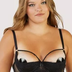 Playful Promises Fallon Quarter Cup Bra -Stockings Shop FallonBlackQuarterCupLaceBalconetteBra Mayfair Stockings 34