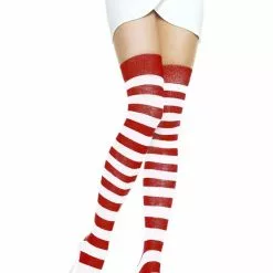 LEG AVENUE Lycra Striped Thigh Highs