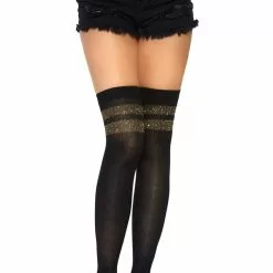 LEG AVENUE Ribbed Athletic Thigh Highs -Stockings Shop L6919 black gold front 28878 72872c27 5bb4 4136 81db d51f73b716d4