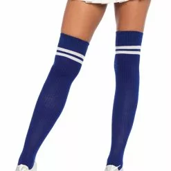 LEG AVENUE Ribbed Athletic Thigh Highs -Stockings Shop L6919 blue front2 19867