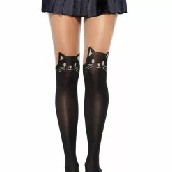LEG AVENUE Black Cat Pantyhose -Stockings Shop L7908 b 08080