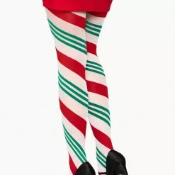LEG AVENUE Holiday Ribbon Striped Tights -Stockings Shop L7955 04 215 25519
