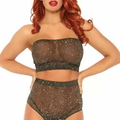 LEG AVENUE Metallic Bandeau Top And Panty