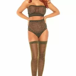 LEG AVENUE Metallic Bandeau Top And Panty -Stockings Shop L81571 03 054 46444