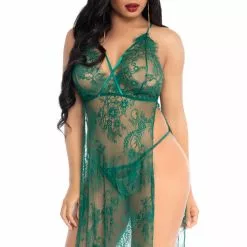 LEG AVENUE Dual Slit Lace Gown And Panty -Stockings Shop L86118 01 126 13509