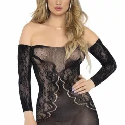 LEG AVENUE Off The Shoulder Lace Chemise