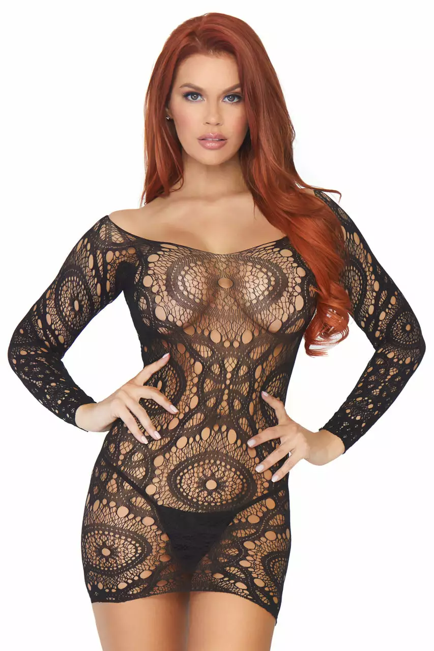 LEG AVENUE Neon Crochet Mini Dress 5 LEG AVENUE Neon Crochet Mini Dress - Image 5