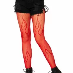 LEG AVENUE Flame Net Tights -Stockings Shop L9288 red front 09470