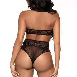 LEG AVENUE Seamless Keyhole Bra Set -Stockings Shop LA81646 black back