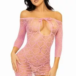 LEG AVENUE Heart Breaker Seamless Chemise -Stockings Shop LA86137 pink front 1