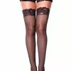 MUSIC LEGS Belle Femme Lace Top Fishnet Thigh Hi Stockings