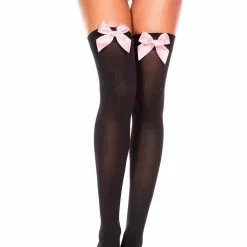 MUSIC LEGS Bow Top Thigh Highs 26 MUSIC LEGS Bow Top Thigh Highs -Stockings Shop ML4742 BlackBabypink 14333