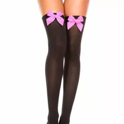 MUSIC LEGS Bow Top Thigh Highs 28 MUSIC LEGS Bow Top Thigh Highs -Stockings Shop ML4742 BlackPink 96164
