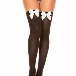 MUSIC LEGS Bow Top Thigh Highs 31 MUSIC LEGS Bow Top Thigh Highs -Stockings Shop ML4742 BlackWhite 56111