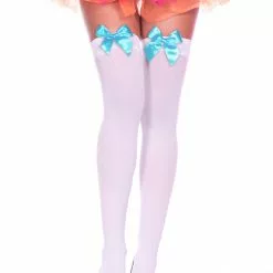 MUSIC LEGS Bow Top Thigh Highs 38 MUSIC LEGS Bow Top Thigh Highs -Stockings Shop ML4742 WhiteBabyblue 59122