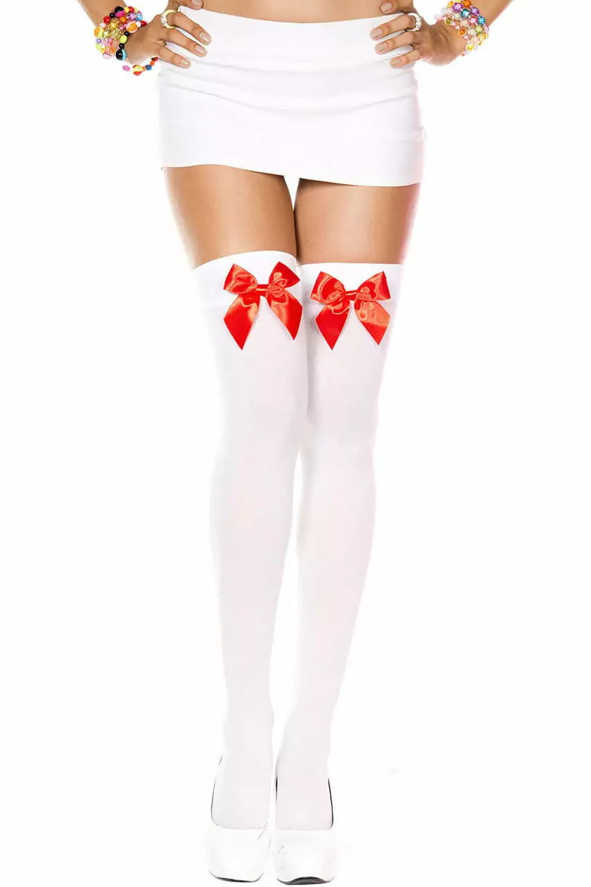MUSIC LEGS Bow Top Thigh Highs 2 MUSIC LEGS Bow Top Thigh Highs - Image 2